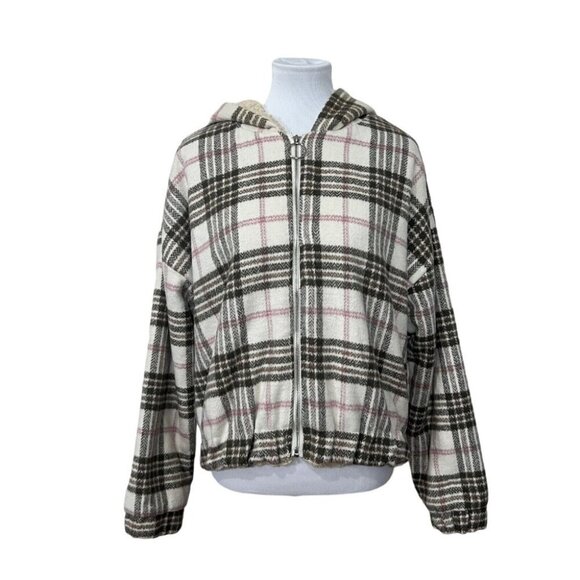 Sweet Rain Plaid Heavy Sherpa Lined Jacket Coat Young Contemporary L Large - Picture 2 of 8